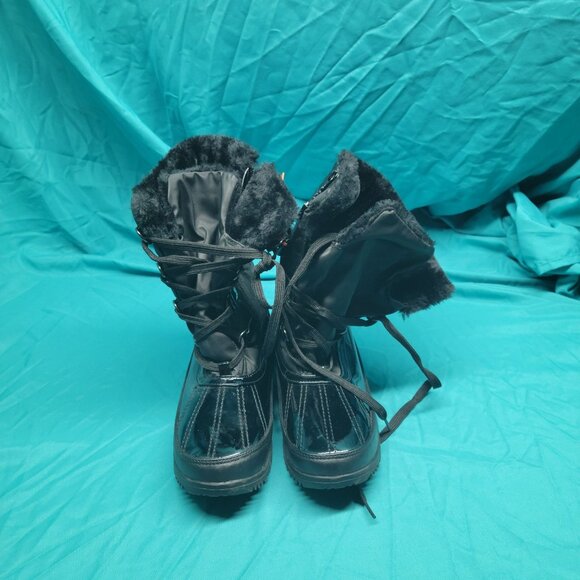 totes Shoes - Totes Womens Black Winter Boots Insulated Waterproof Snow Boots Lace-Up Size 8 A
